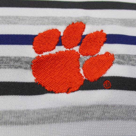 Clemson Tigers Shirt Mens Medium White Gray Striped Polo NCAA Football PING Golf - Picture 11 of 16